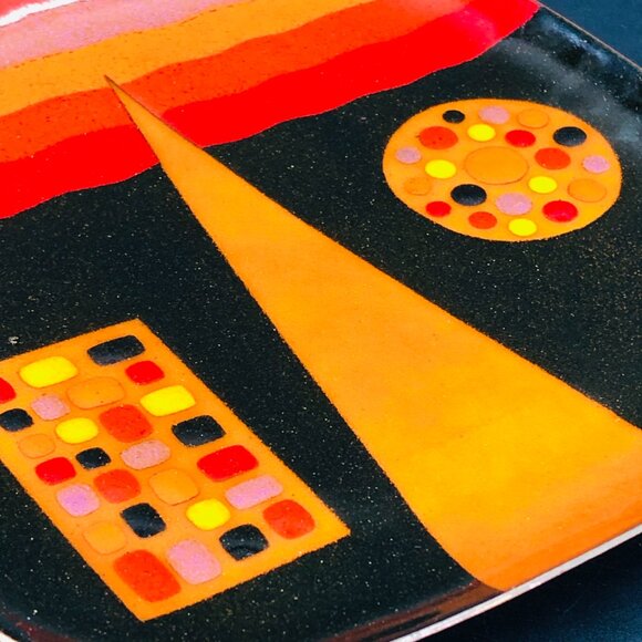 60s Original Enamel on Copper Dish -Miguel Pineda MCM Abstract RARE Collectible - Picture 5 of 10